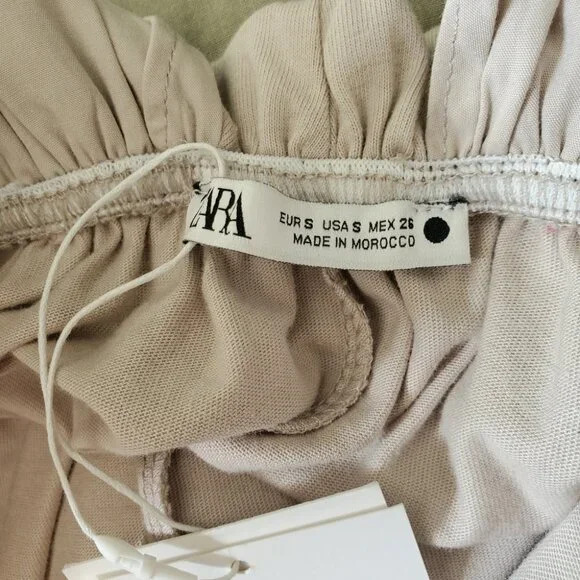 ZARA | Sleeveless Ruffle Waistline Beige Boho Maxi Dress (S) - Picture 9 of 11